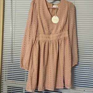 In February light dusty pink embroidered dress medium NWT